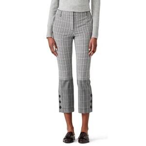 DEREK LAM 10 CROSBY Two-Tone Gray Plaid Crop Kick Flare Ankle Trouser 8 $395